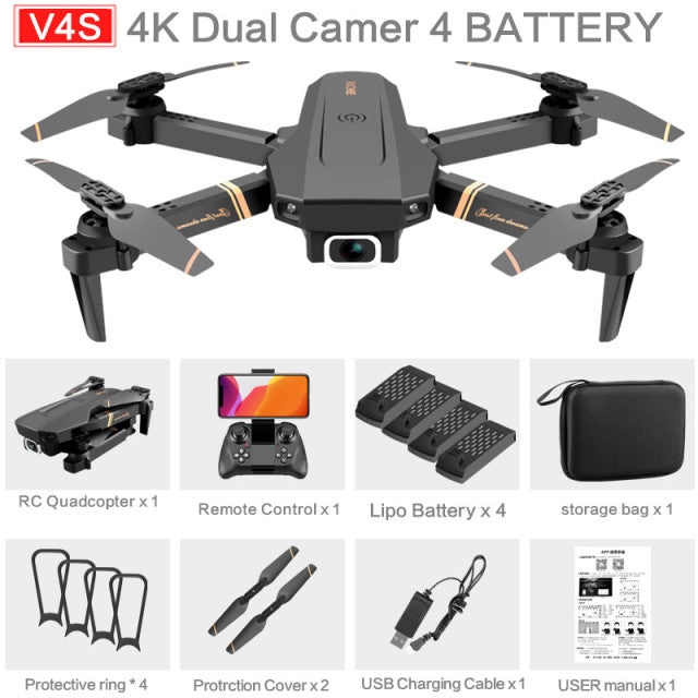 V4 Rc Drone 4k HD Wide Angle Camera 1080P WiFi fpv Drone Dual Camera Quadcopter Real-time transmission Helicopter Toys