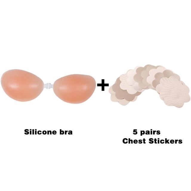 Sutiã de silicone invisível push up sexy sem alças sutiã stealth adesivo backless - ImpactStor