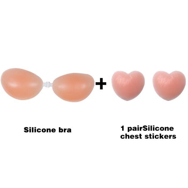 Sutiã de silicone invisível push up sexy sem alças sutiã stealth adesivo backless - ImpactStor