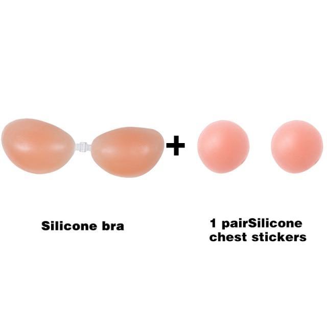 Sutiã de silicone invisível push up sexy sem alças sutiã stealth adesivo backless - ImpactStor